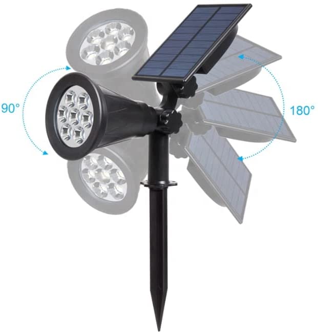 Faro Faretto Da Giardino Picchetto con Pannello Solare Crepuscolare con 7  LED - - FARI E PROIETTORI LED DA ESTERNO