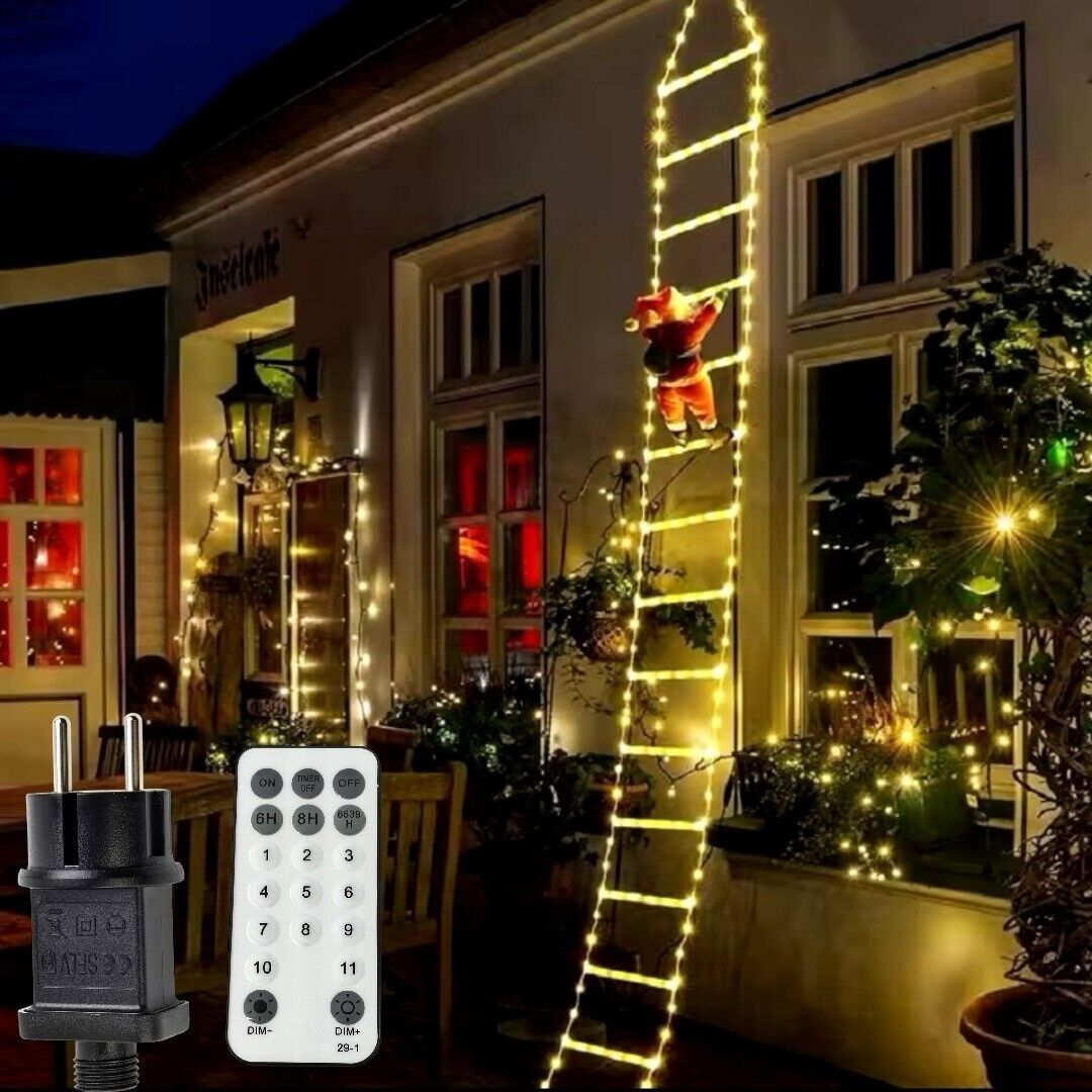 Babbo Natale su scala luminosa a LED per decorazioni natalizia luci calda f