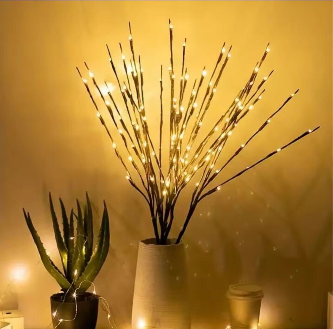 Stelo luminoso con 20 LED su 5 rami luci decorazioni Natale a Batteria 65 c