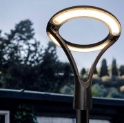 Lampione moderno LED 100W cerchio luminoso IP65 da Giardino viali a luce Calda 3000k