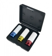 Serie di 3 chiavi a bussola per avvitatore in teflon adatte per cerchi in lega