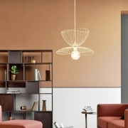 Lampadario a sospensione moderno con fasce in metallo ferro intrecciate che cambia 3 forme design bianco