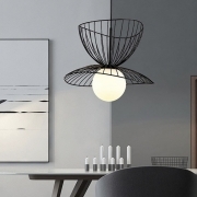 Lampadario a sospensione moderno con fasce in metallo ferro intrecciate che cambia 3 forme design Nero