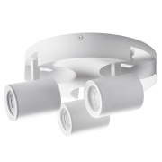 Plafoniera lampada da soffitto Rotonda bianca faretto direzionabile e attacco per lampade GU10 ad 3 diffusorI