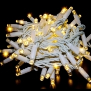 CATENA LUMINOSA PROFESSIONALE CIELO STELLATO 100 LED CAVO BIANCO 10M PROLUNGABILE - LUCE CALDA FISSA E CALDA FLASH INTERMITTENTE PER ESTERNI E INTERNI