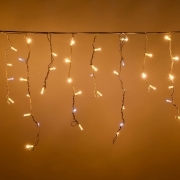 TENDA LUMINOSA LED STALATTITI 152 MAXI LED DA 6 METRI PROLUNGABILI CON LUCI CALDE FISSE E BIANCO FLASH INTERMITTENTI PER DECORAZIONI NATALIZIE BALCONI FACCIATE BAR RISTORANTI NEGOZIO