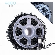 CATENA LUMINOSA 4000 LED BIANCA FREDDA DA 100 METRI CON CAVO VERDE - ILLUMINAZIONE DECORATIVA PER INTERNI ED ESTERNI IP44 CON 8 GIOCHI DI LUCE PER NATALE E FESTE