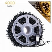 CATENA LUMINOSA 4000 LED CALDA DA 100 METRI CON CAVO VERDE - ILLUMINAZIONE DECORATIVA PER INTERNI ED ESTERNI IP44 CON 8 GIOCHI DI LUCE PER NATALE E FESTE