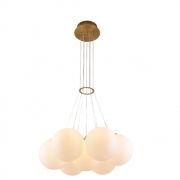 Lampadario a sospensione color bronzo lampada minimal da soffitto con sette sfere bianche opache attacco lampadine G9