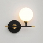 Applique da Parete Design Moderno Sfera in Vetro Acrilico Nero e Oro Attacco G9, Lampada da Interno IP20 Elegante Minimal