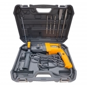 Trapano tassellatore demolitore 710W con percussione attacco SDS Plus ideale per forature su cemento legno e metallo dotato di valigetta e accessori