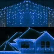 Tenda luminosa Luce Natale da esterno 380 led Blu e Bianco 10 MT Prolungabili