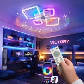 Plafoniera LED Smart 70W RGB+CCT con Cassa Bluetooth Dimmera