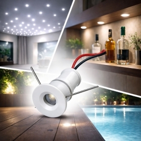 Mini faretto LED Bianco da incasso 1W 12V IP65 punto luce na