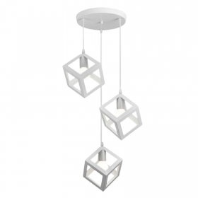 Lampadario Bianco Moderno a Sospensione 3 Cubi Geometrici De