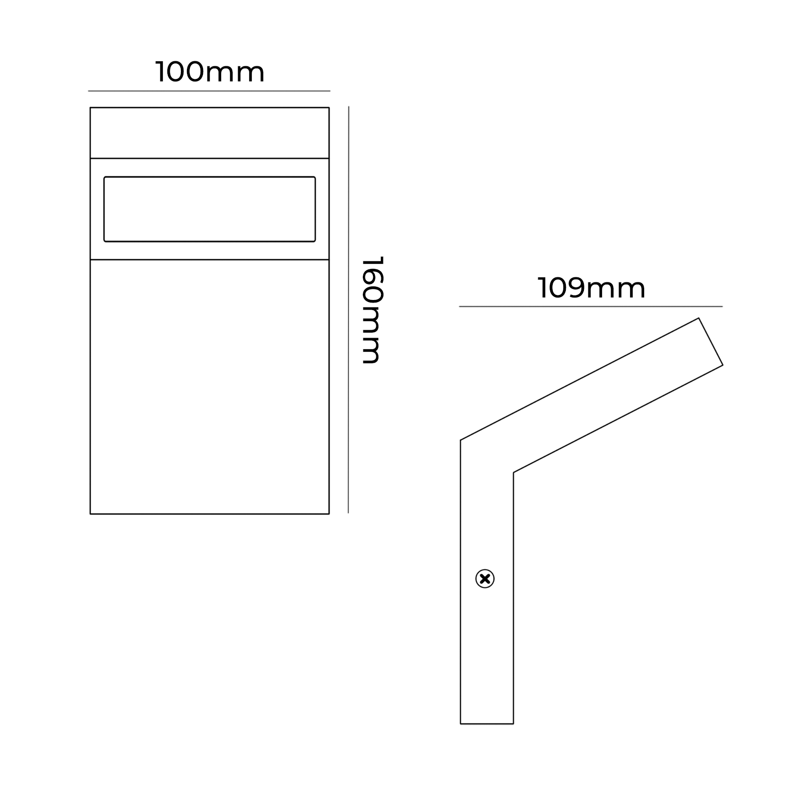 Schema Dimensioni 160 x 100 x 109 mm Applique LED 10W da Esterno Luce Naturale