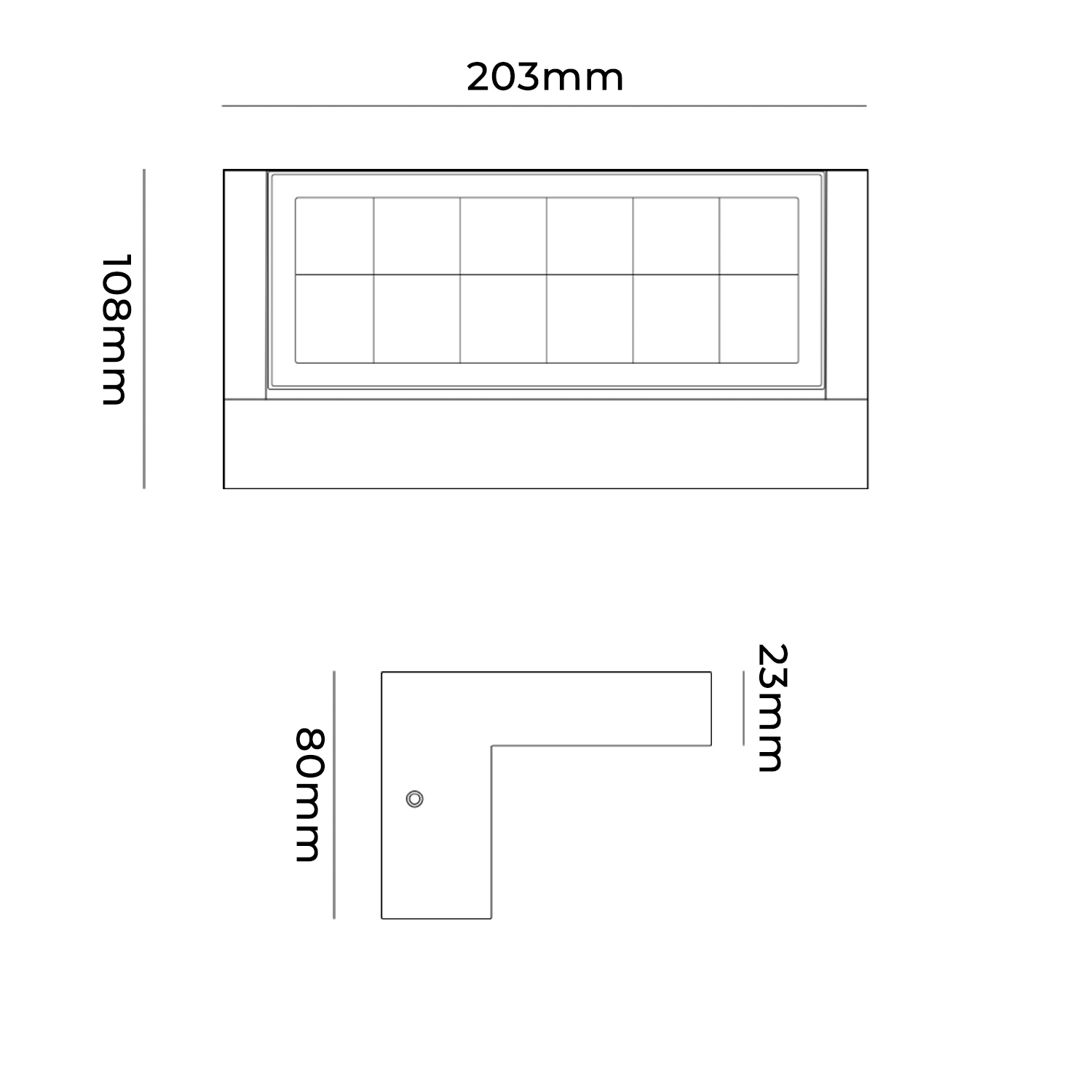Schema Dimensioni Applique LED 21W Esterno IP65 203x108mm Design Moderno